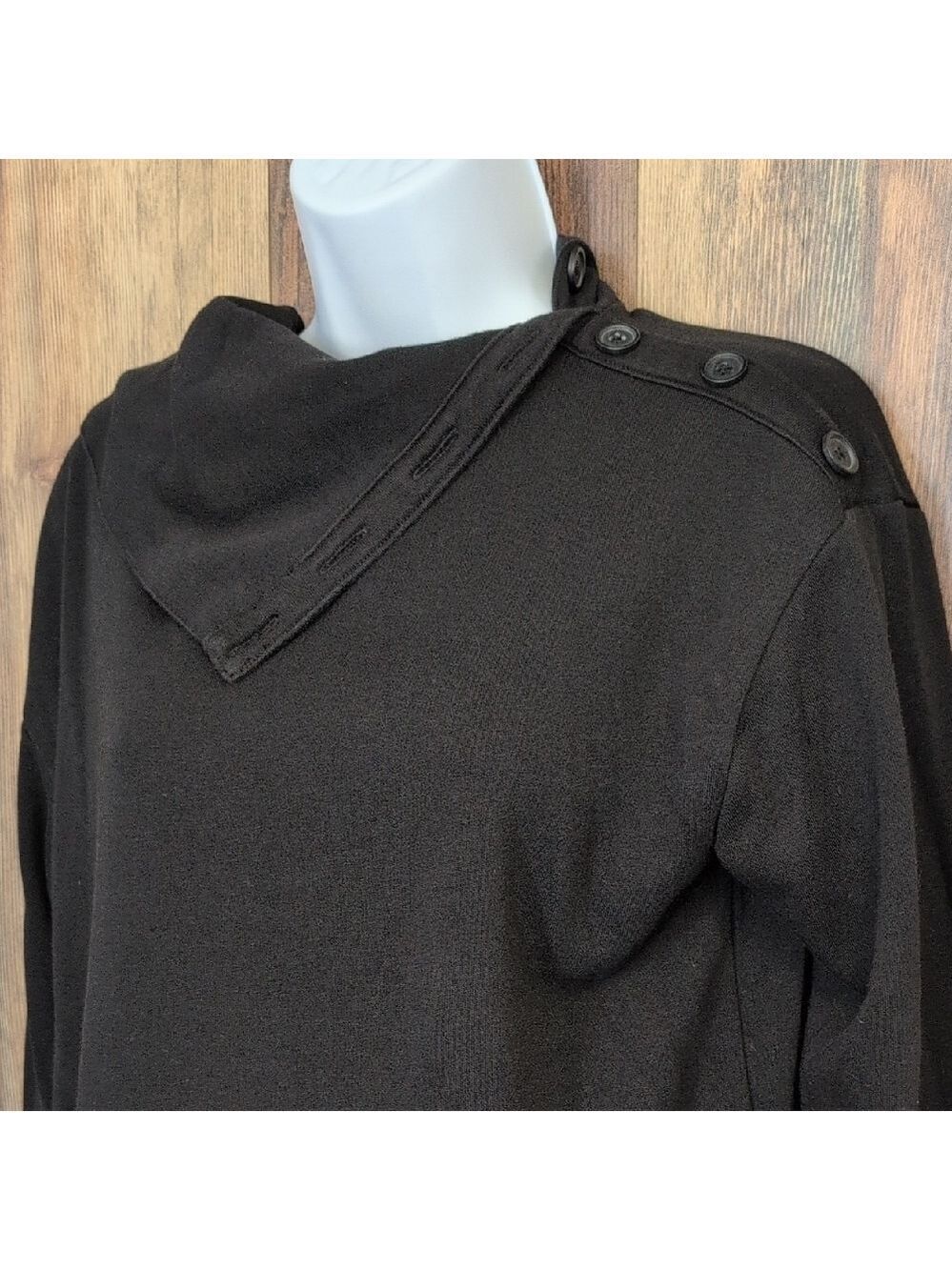 Time and Tru Black High Button Neck Sweatshirt S R101